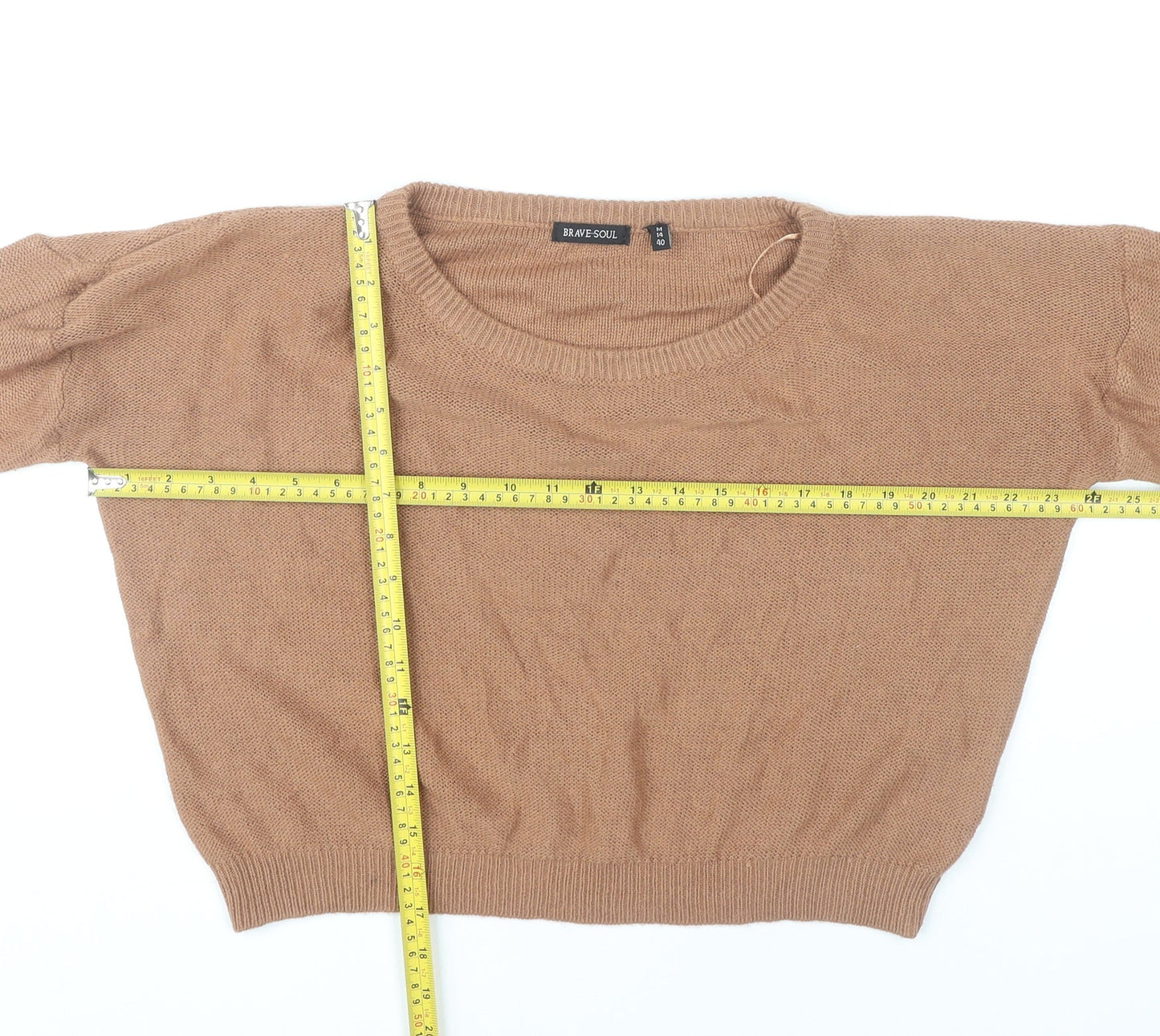Brave Soul Womens Brown Crew Neck Pullover Jumper Size 14