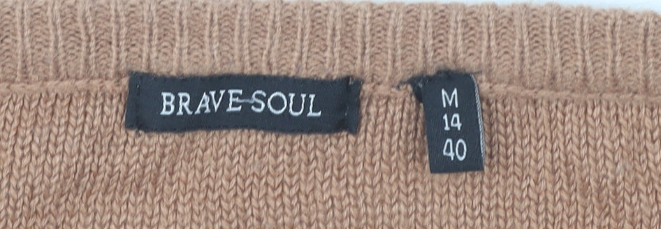 Brave Soul Womens Brown Crew Neck Pullover Jumper Size 14