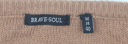 Brave Soul Womens Brown Crew Neck Pullover Jumper Size 14