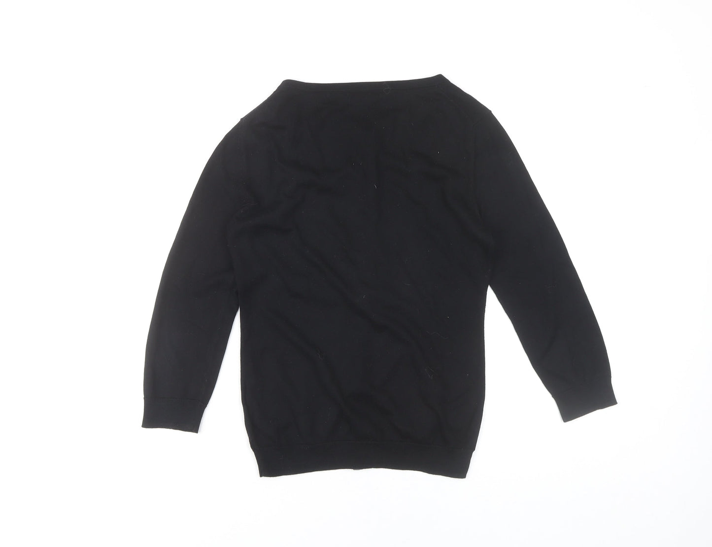 H&M Womens XS Black Grey Button Up Cardigan 3/4 Sleeve Knitwear