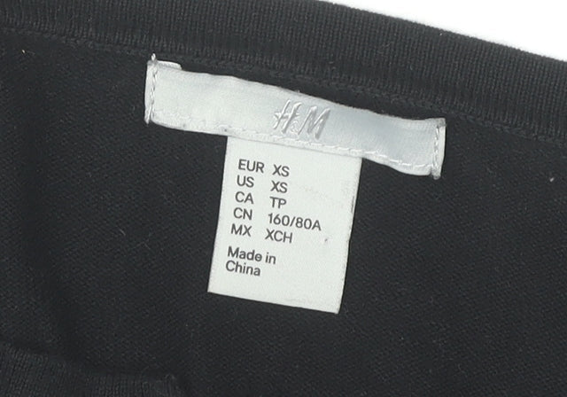 H&M Womens XS Black Grey Button Up Cardigan 3/4 Sleeve Knitwear