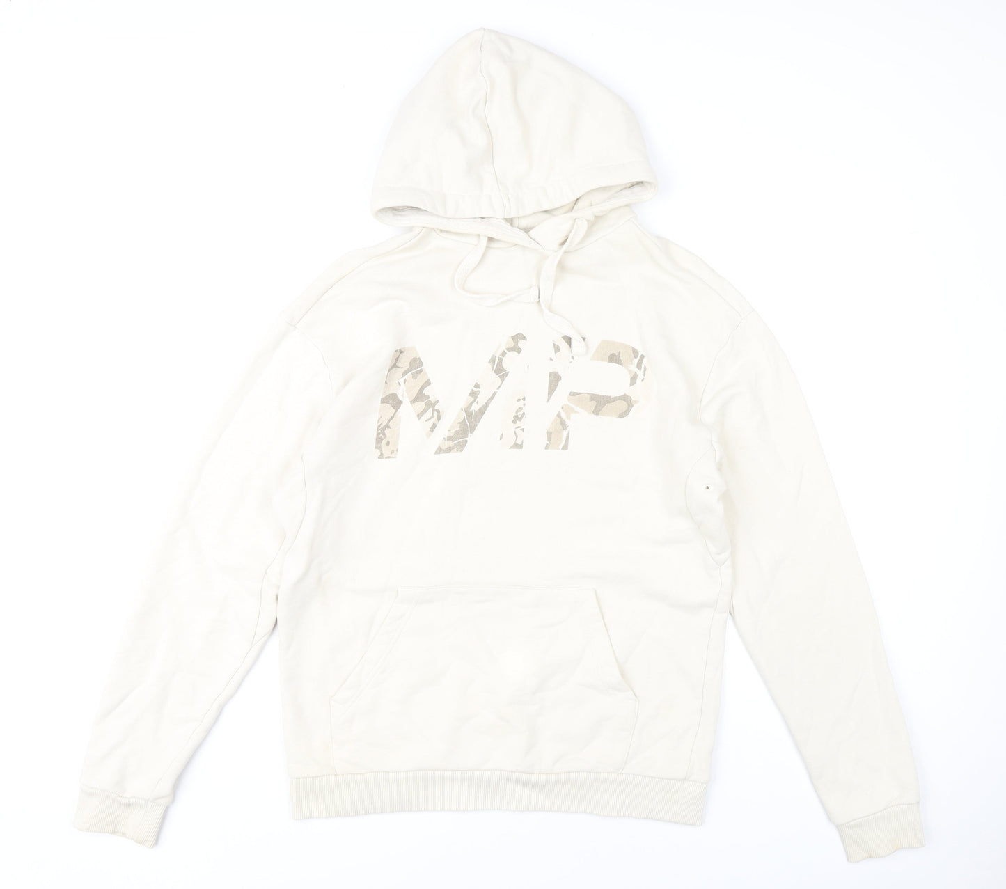 MP Men’s Beige Pullover Hoodie Size M Hooded Graphic Cotton Sweatshirt