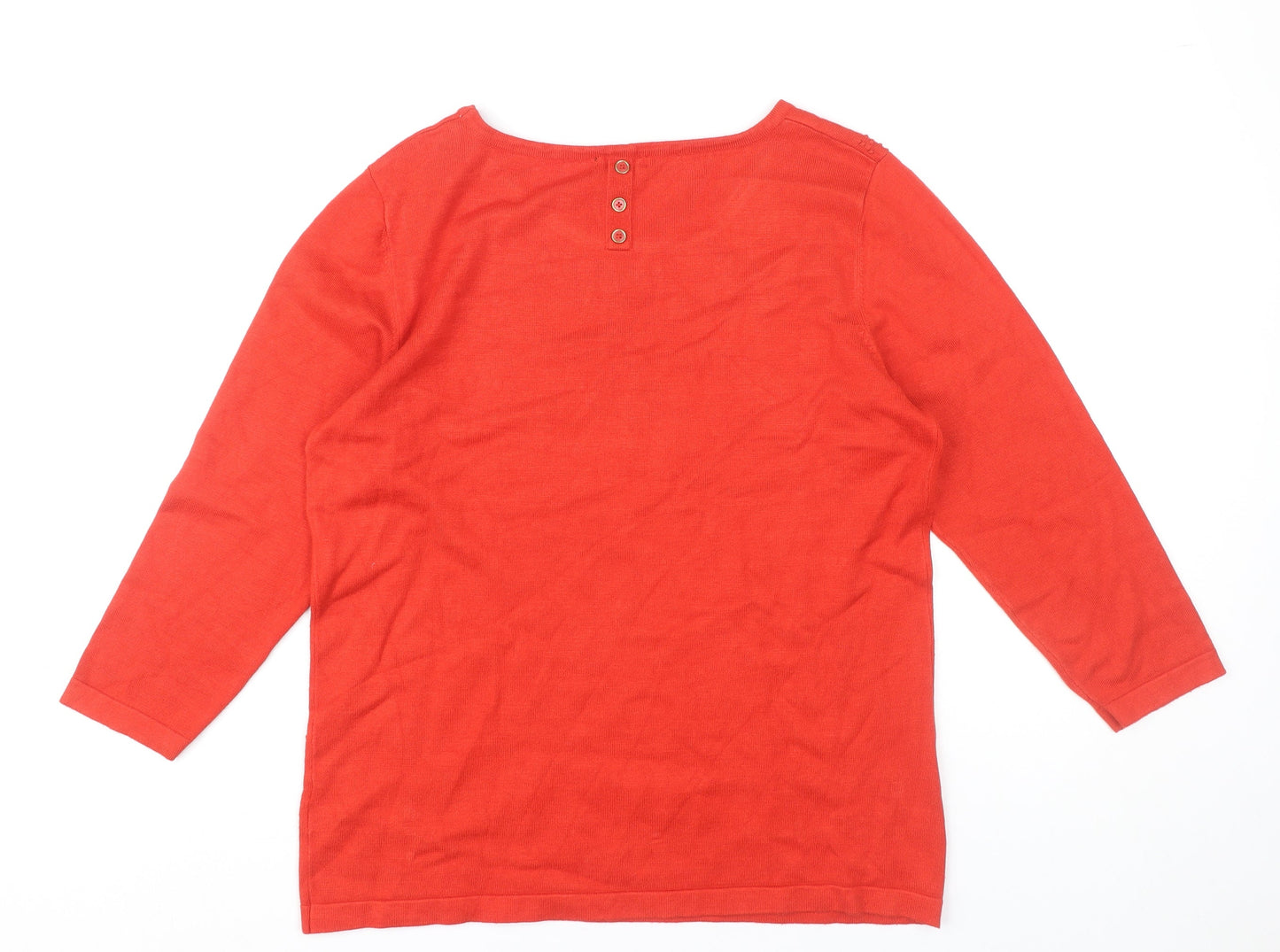 M&Co Women’s Red Size 16 Scoop Neck 3/4 Sleeve Knit Jumper