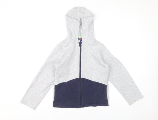 Mountain Warehouse Boys Grey Blue Full Zip Hoodie 9-10 Years Cotton Blend