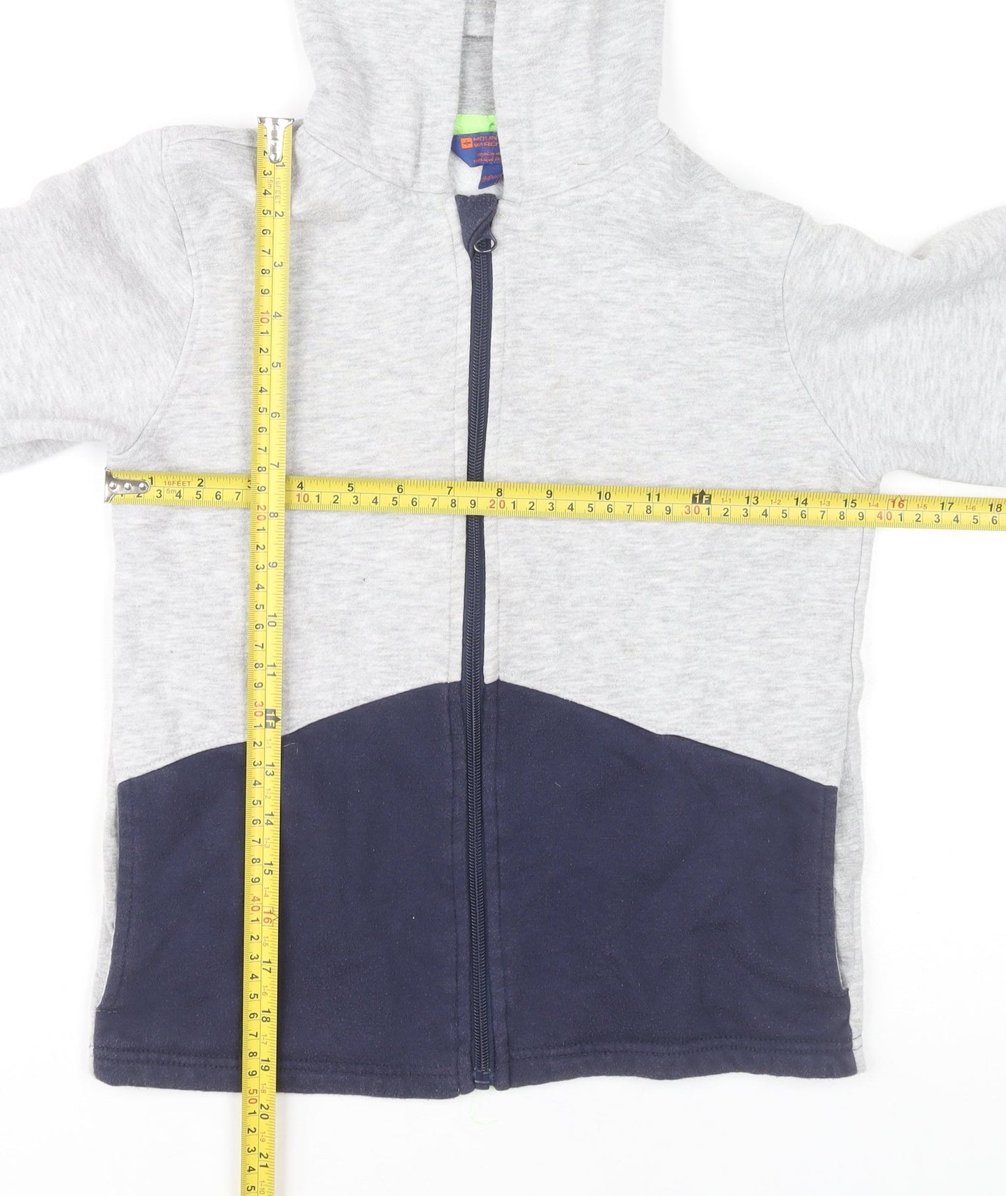 Mountain Warehouse Boys Grey Blue Full Zip Hoodie 9-10 Years Cotton Blend