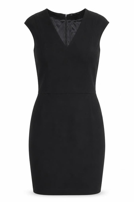 Mango Women’s Black Bodycon Dress Size 10 Sleeveless V-Neck Work Party