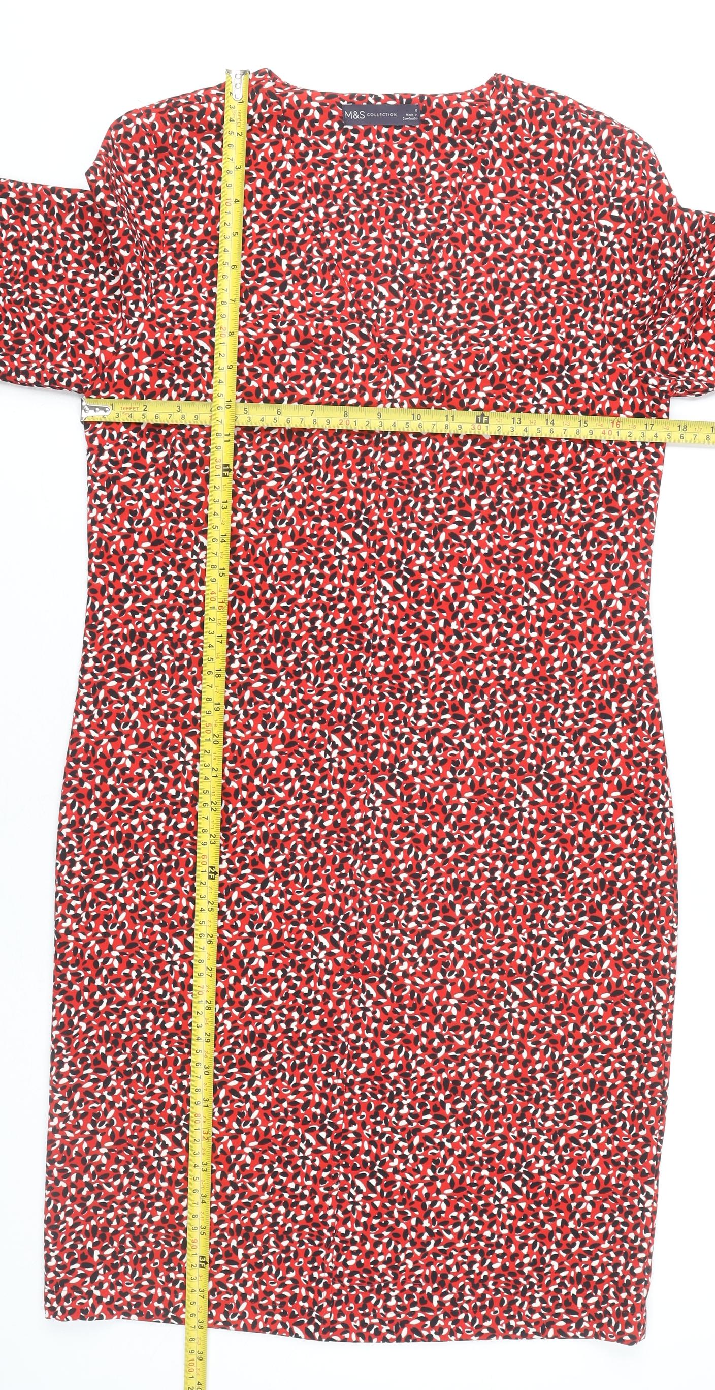 Marks and Spencer Women’s Red Floral Shift Dress Size 6