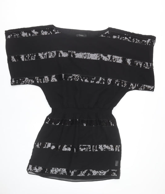 Jessica Simpson Women Black M Short Sequin Shift Dress