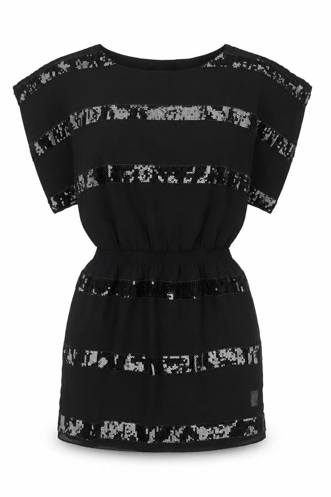 Jessica Simpson Women Black M Short Sequin Shift Dress