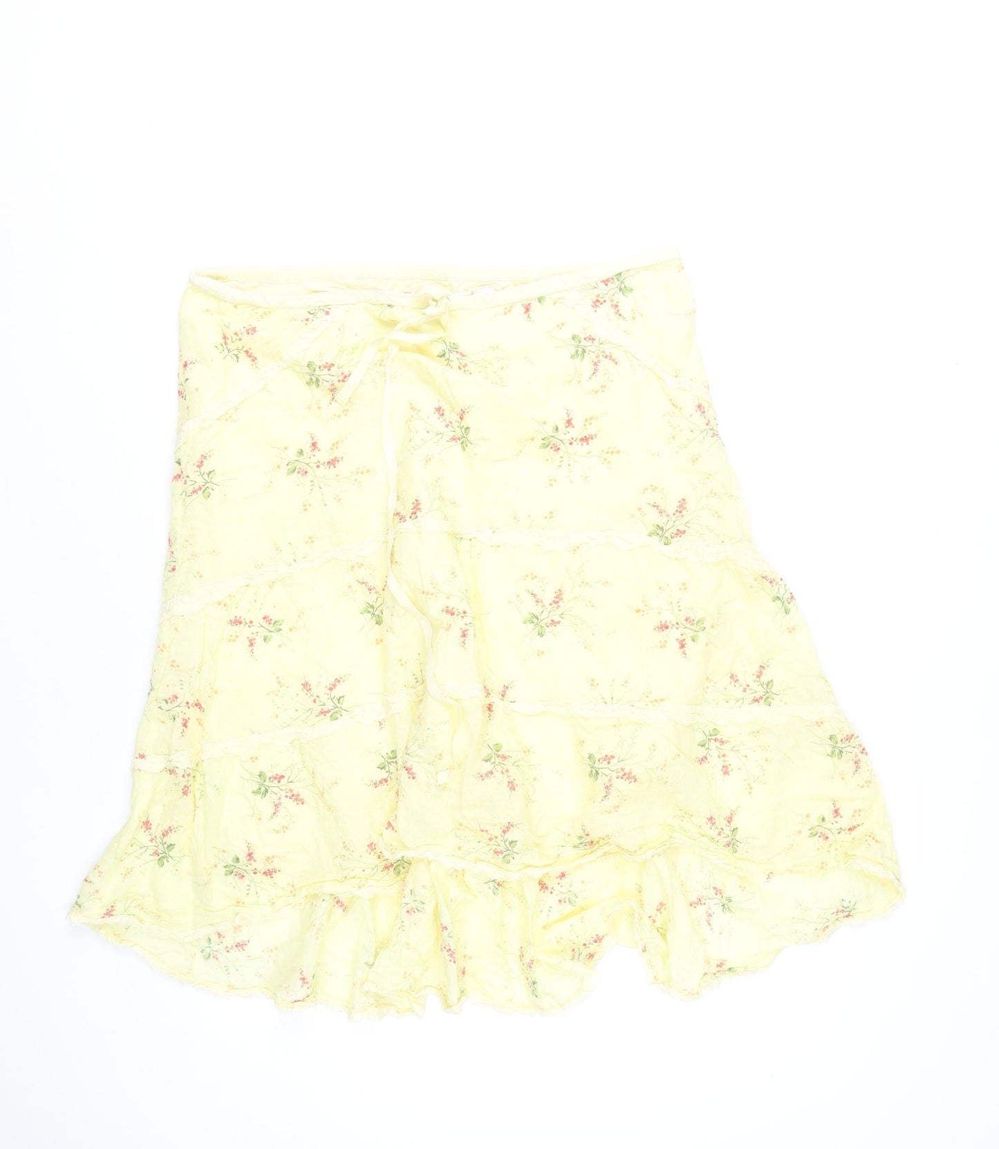 Max Studio Women’s Yellow Floral Cotton Peasant Skirt Size L