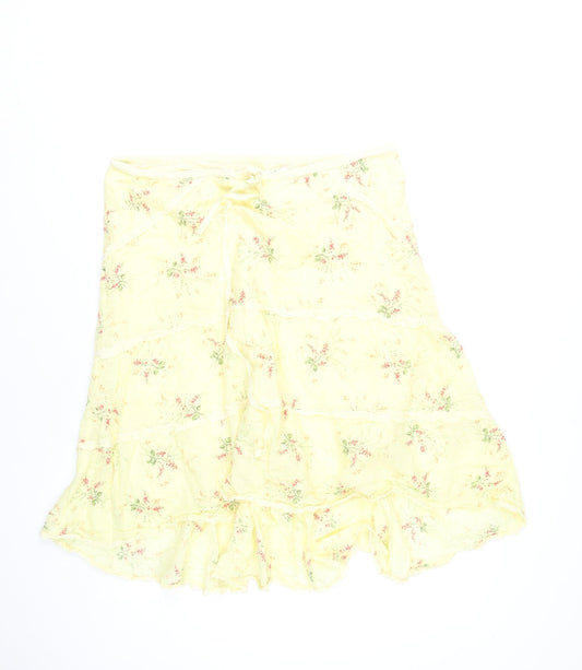 Max Studio Women’s Yellow Floral Cotton Peasant Skirt Size L