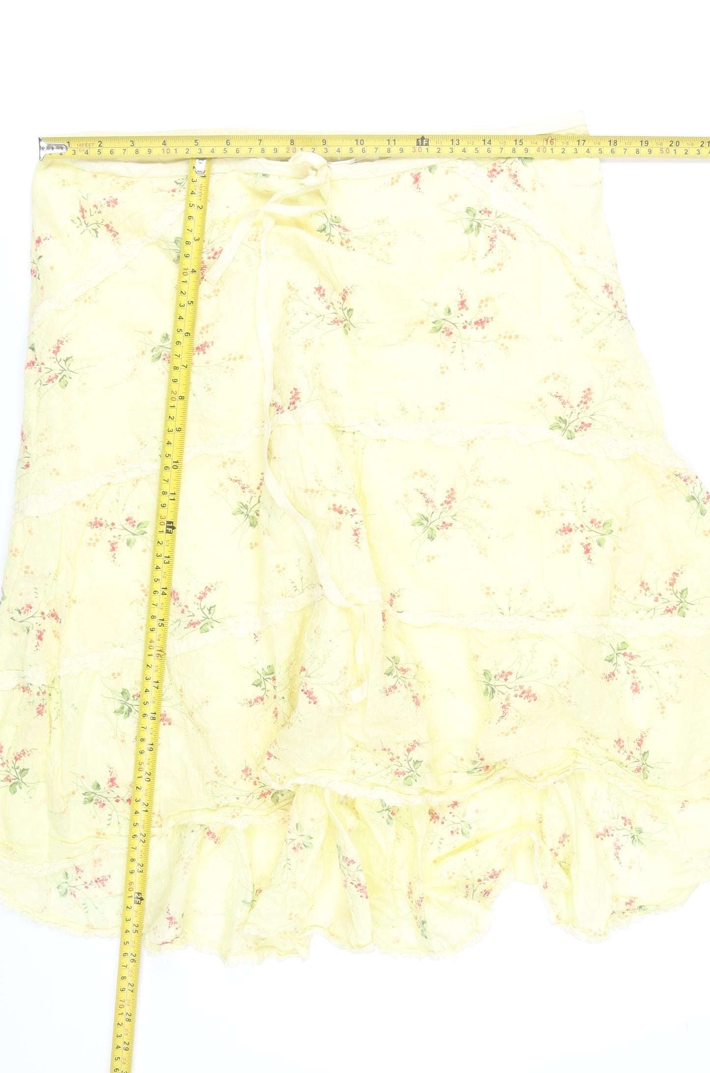 Max Studio Women’s Yellow Floral Cotton Peasant Skirt Size L