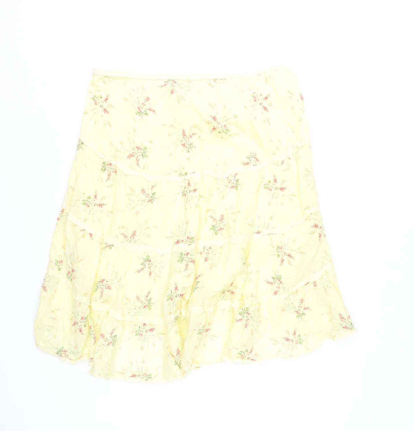 Max Studio Women’s Yellow Floral Cotton Peasant Skirt Size L