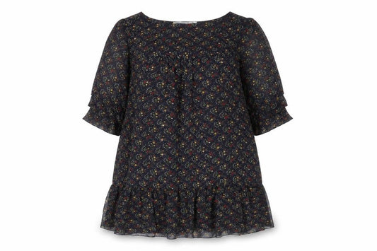 New Look Womens Multicoloured Floral Shift Dress Size 10 Ruffle Hem