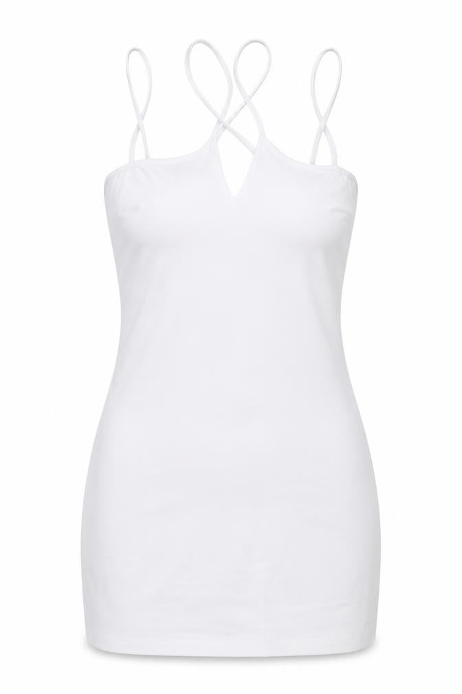 Zara Women White S Mini Bodycon Dress V-Neck Sleeveless Party