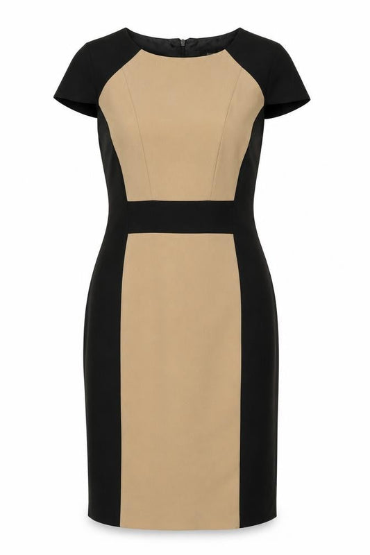 F&F Women’s Black Beige Colourblock Sheath Dress Size 10