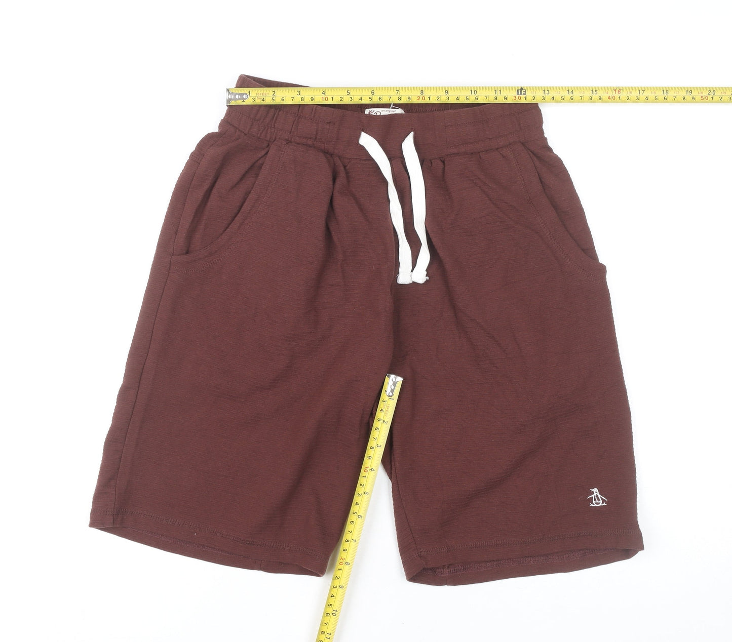 Penguin Women’s Brown Sweat Shorts S Regular Fit Cotton Drawstring