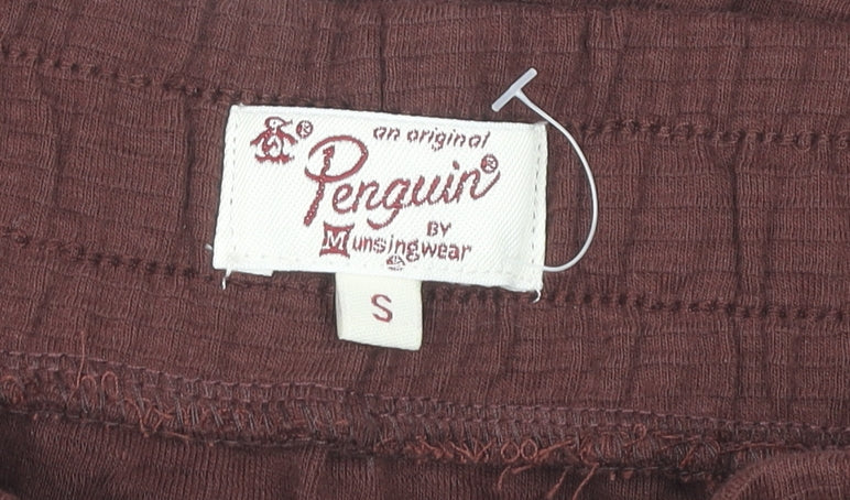 Penguin Women’s Brown Sweat Shorts S Regular Fit Cotton Drawstring