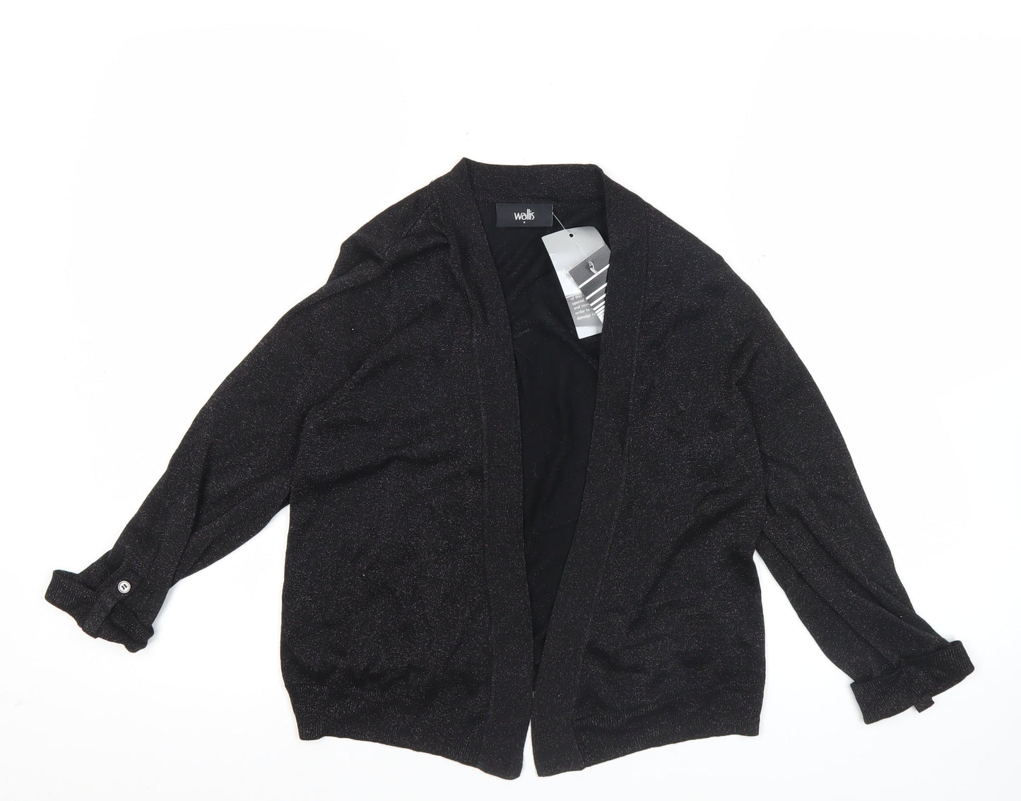 Wallis Women’s Black Glitter Knit Cardigan Size S Long Sleeve