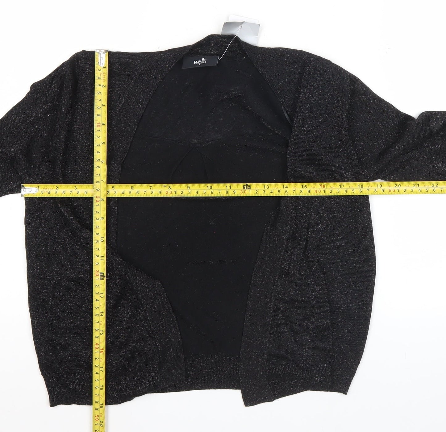 Wallis Women’s Black Glitter Knit Cardigan Size S Long Sleeve