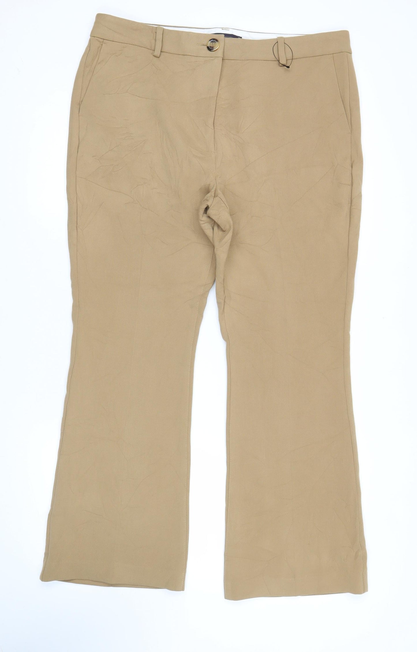 Marks and Spencer Women’s Beige Straight Leg Trousers Size 16
