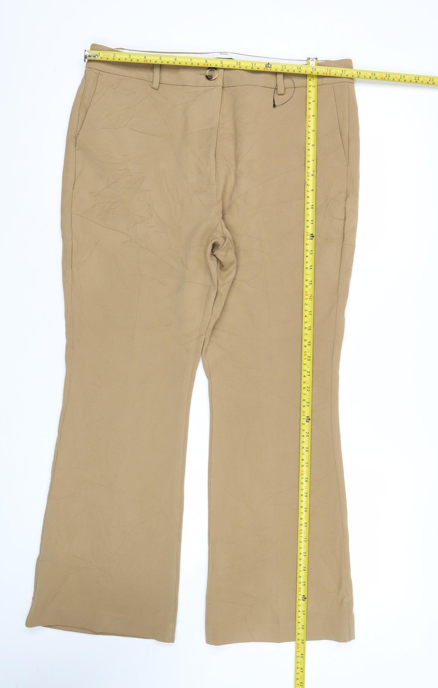 Marks and Spencer Women’s Beige Straight Leg Trousers Size 16