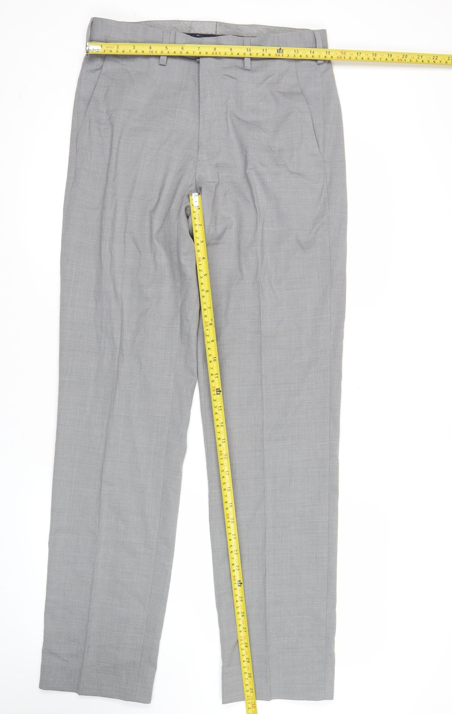 Marks and Spencer Womens Grey Regular Fit Dress Trousers Size 30