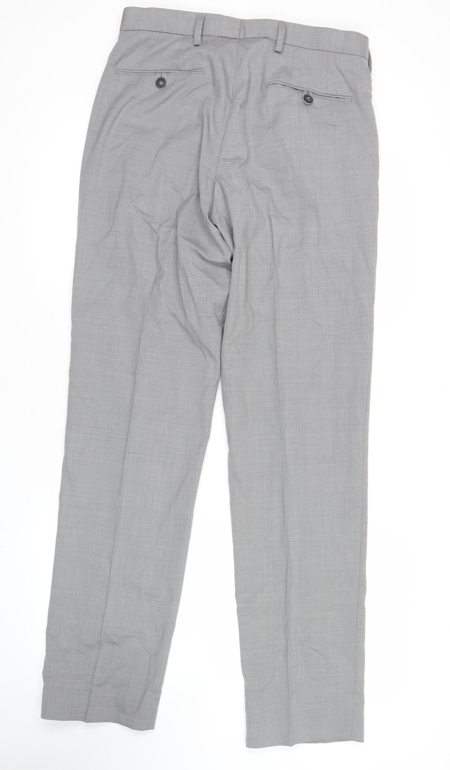 Marks and Spencer Womens Grey Regular Fit Dress Trousers Size 30