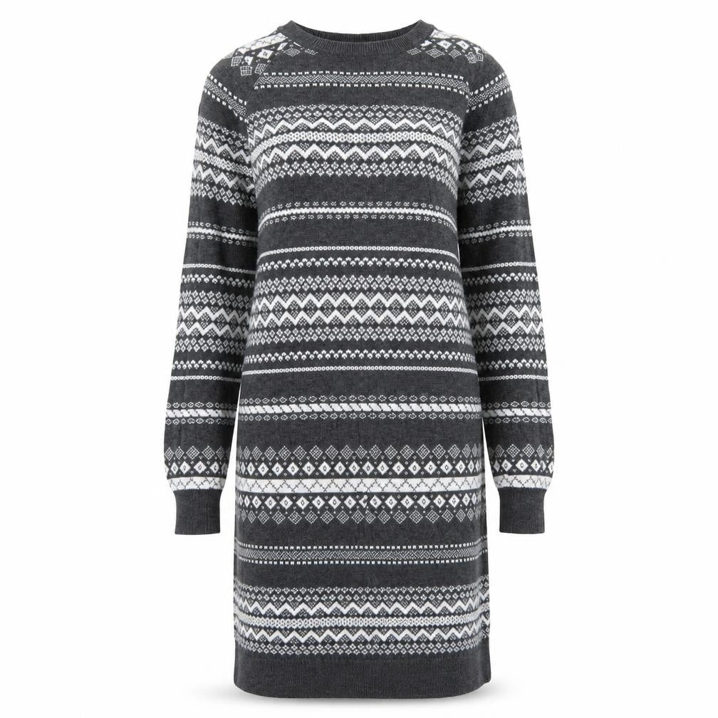 JoJo Maman Bébé Women’s Grey Fair Isle Knit Jumper Dress S
