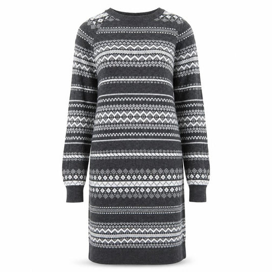 JoJo Maman Bébé Women’s Grey Fair Isle Knit Jumper Dress S