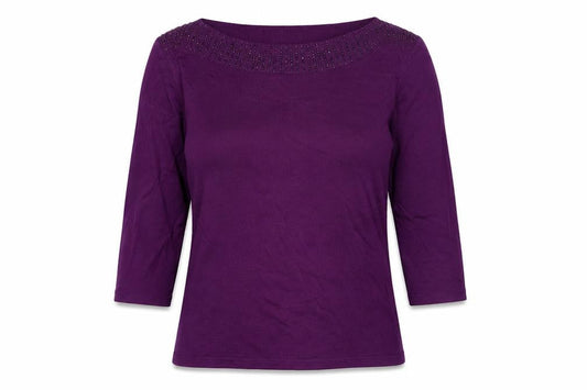 Marks and Spencer Women’s Purple Beaded 3/4 Sleeve Blouse UK 16