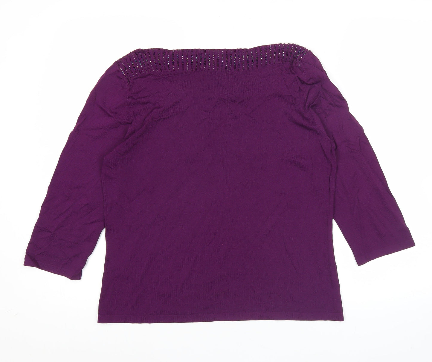 Marks and Spencer Women’s Purple Beaded 3/4 Sleeve Blouse UK 16