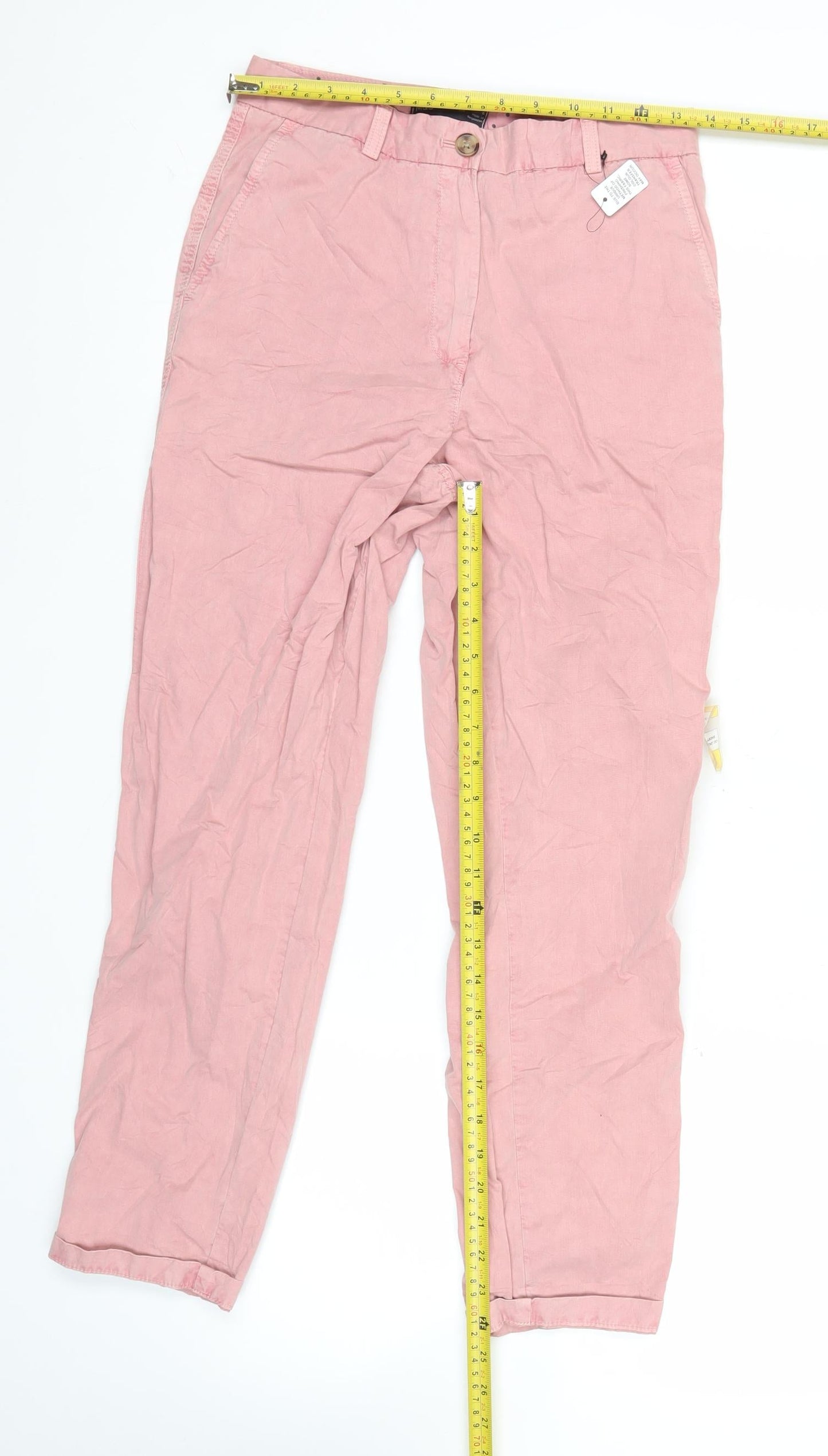 Marks and Spencer Women’s Pink Chino Trousers Size 6 Cotton Straight Fit