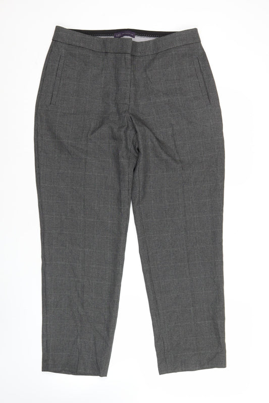 Marks and Spencer Womens Grey Check Dress Pants Size 12 Workwear Business Trousers