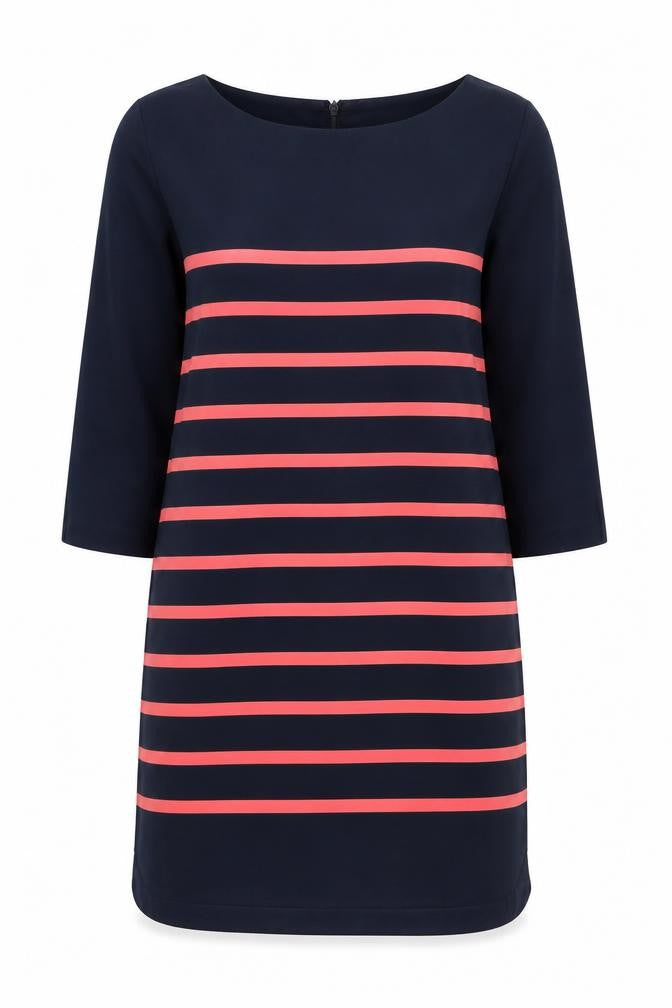 Gap Womens Blue Red Striped Shift Dress XS 3/4 Sleeve Knee Length