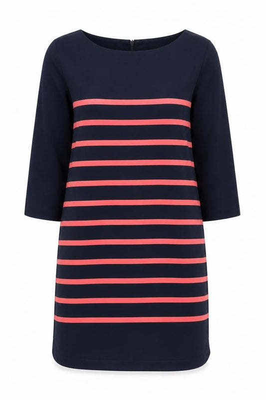 Gap Womens Blue Red Striped Shift Dress XS 3/4 Sleeve Knee Length