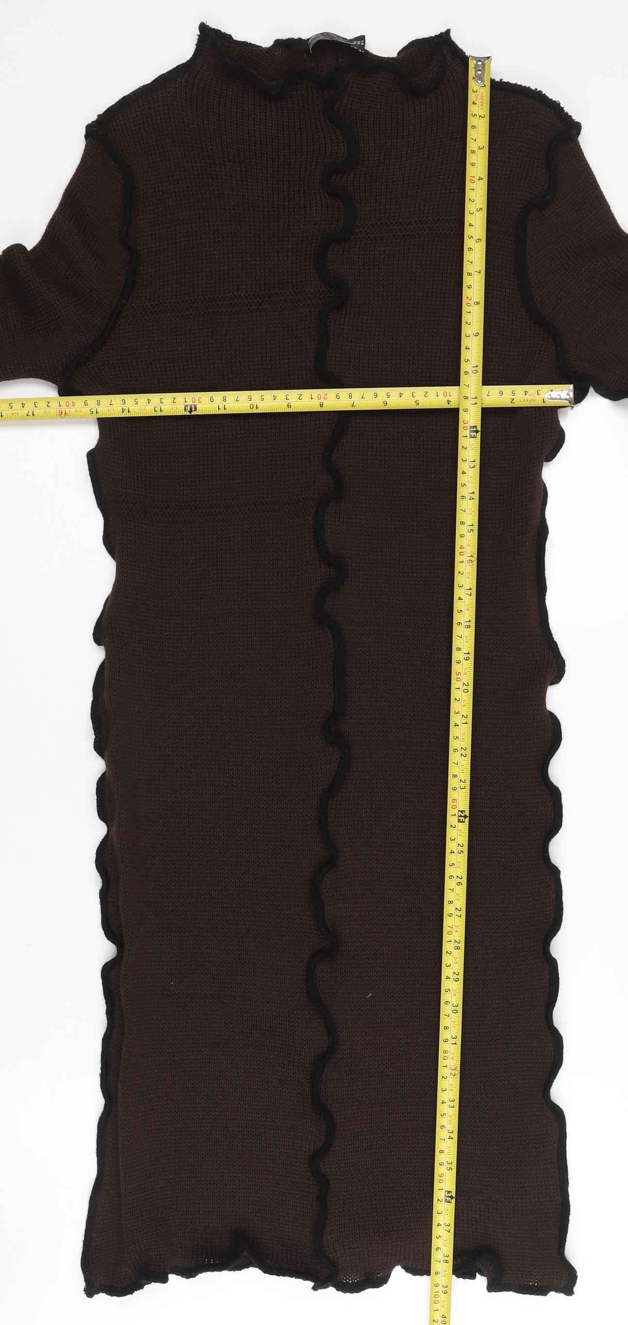 ASOS Design Women’s Brown Midi Bodycon Dress Size 10 Knit Ruffle