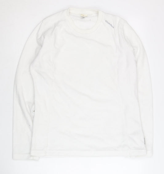 Oxylane Womens White Pullover Sweatshirt Size L Polyester Crew Neck