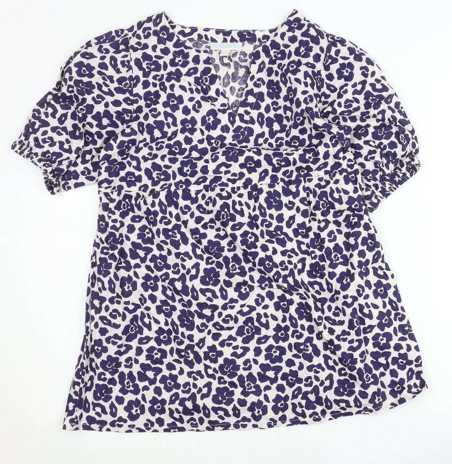 JoJo Maman Bébé Women Purple Animal Print Cotton Tunic Blouse S
