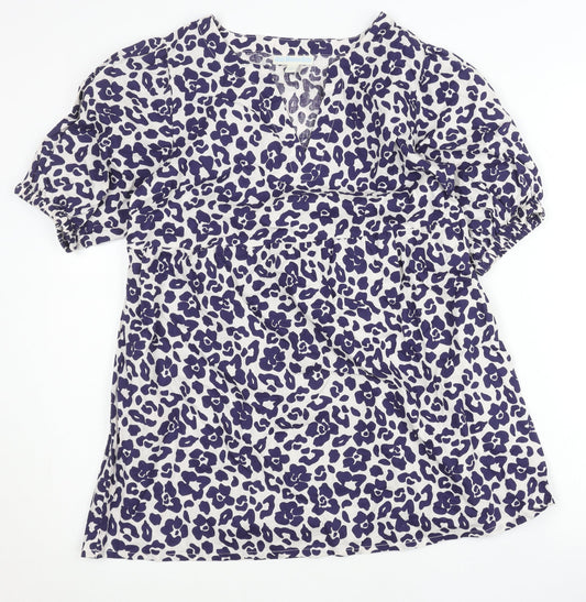 JoJo Maman Bébé Women Purple Animal Print Cotton Tunic Blouse S