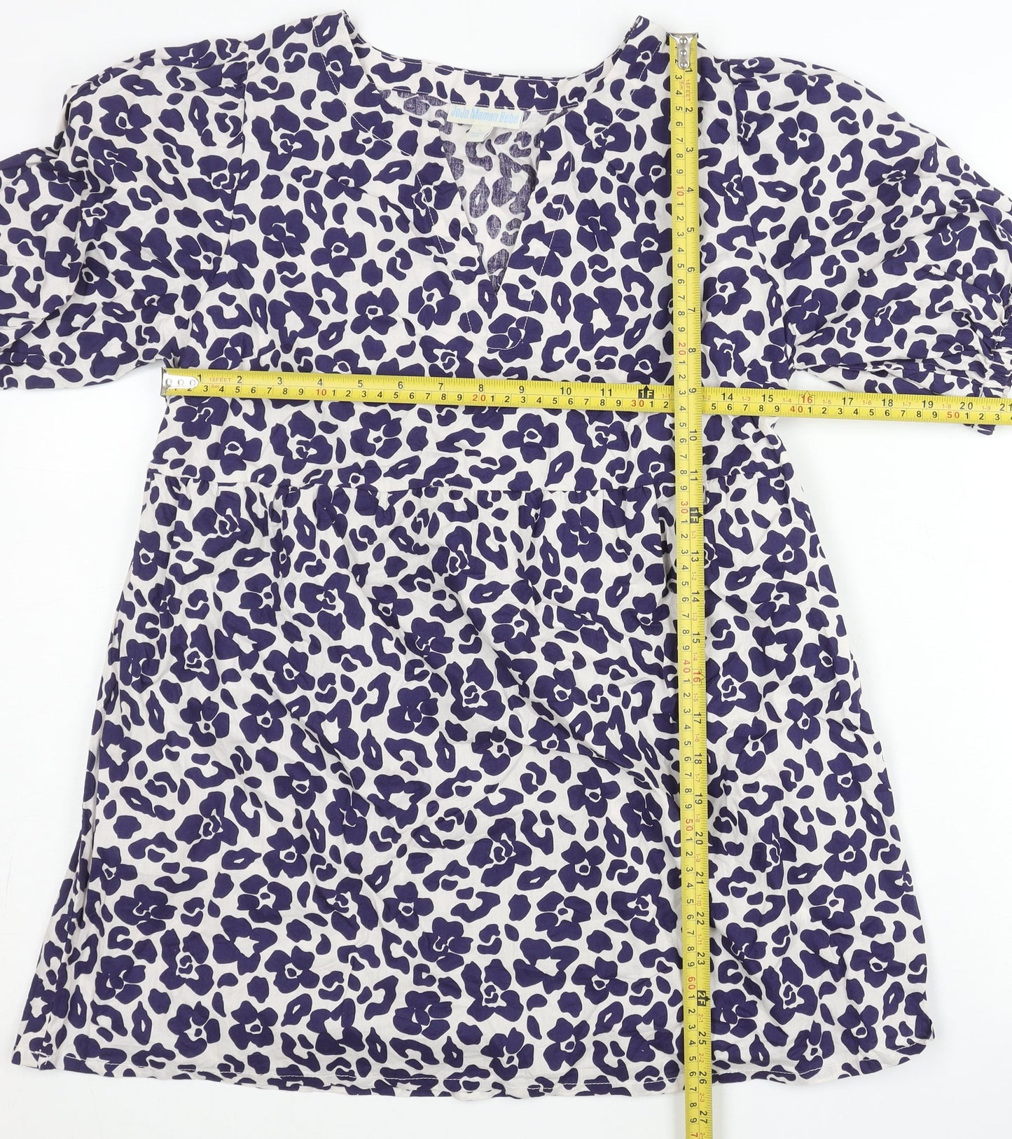 JoJo Maman Bébé Women Purple Animal Print Cotton Tunic Blouse S