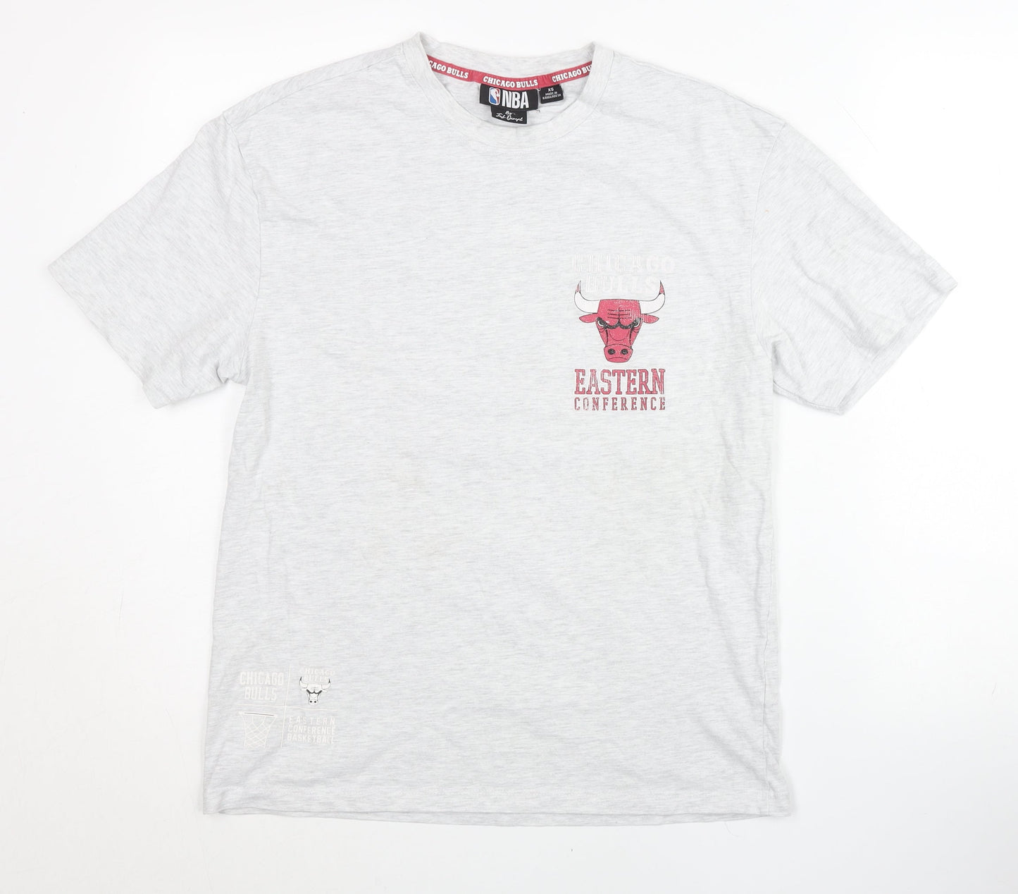 NBA Chicago Bulls Unisex Grey XS T-Shirt Crew Neck Short Sleeve