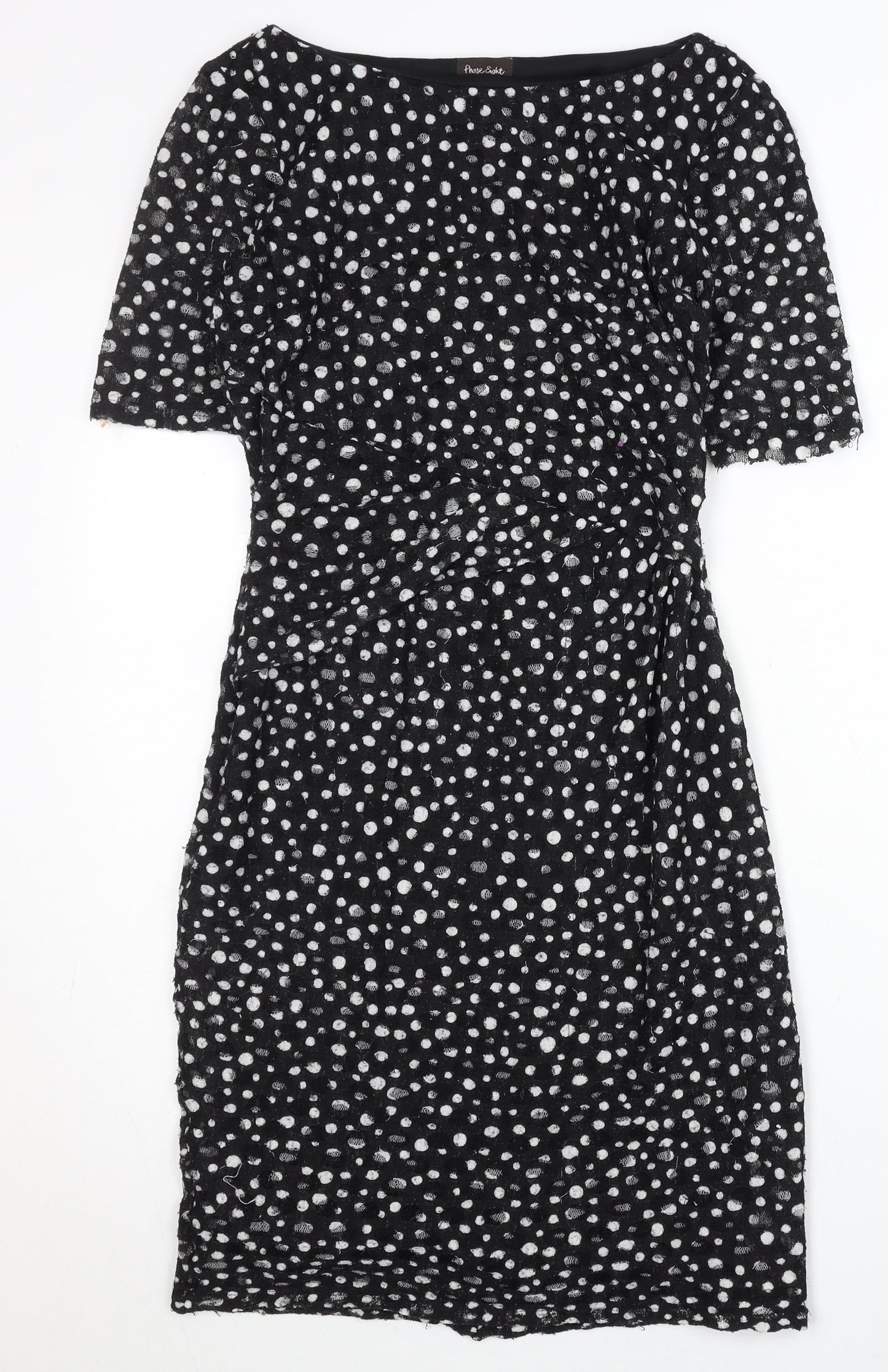 Phase Eight Women’s Black Polka Dot Knee Length Sheath Dress Size 8