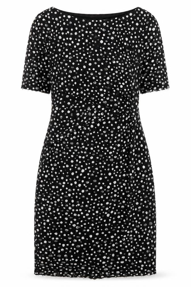 Phase Eight Women’s Black Polka Dot Knee Length Sheath Dress Size 8