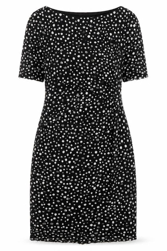 Phase Eight Women’s Black Polka Dot Knee Length Sheath Dress Size 8