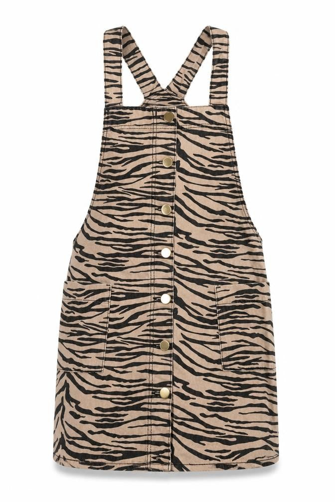 River Island Women’s Beige Animal Print Pinafore Dress Size 8