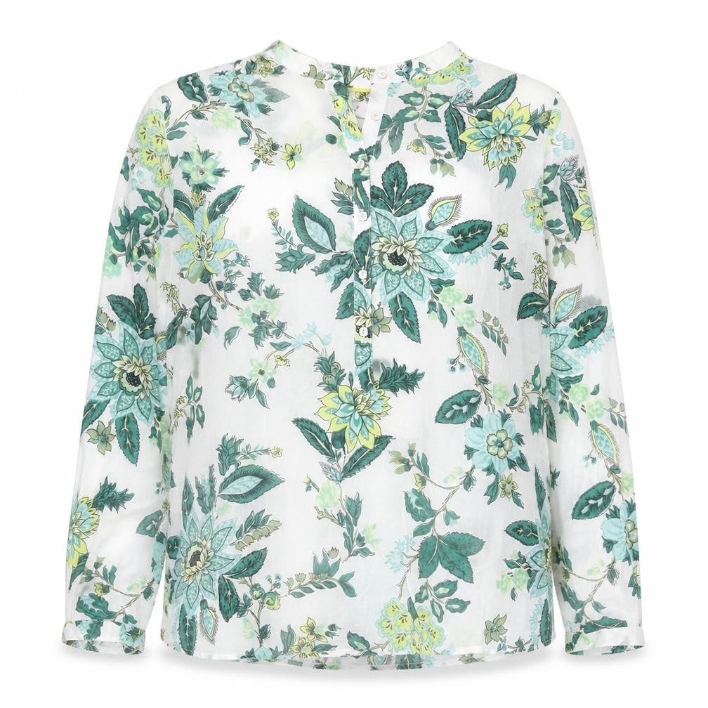 Marks & Spencer Womens Ivory Floral Cotton Tunic Blouse Size 6