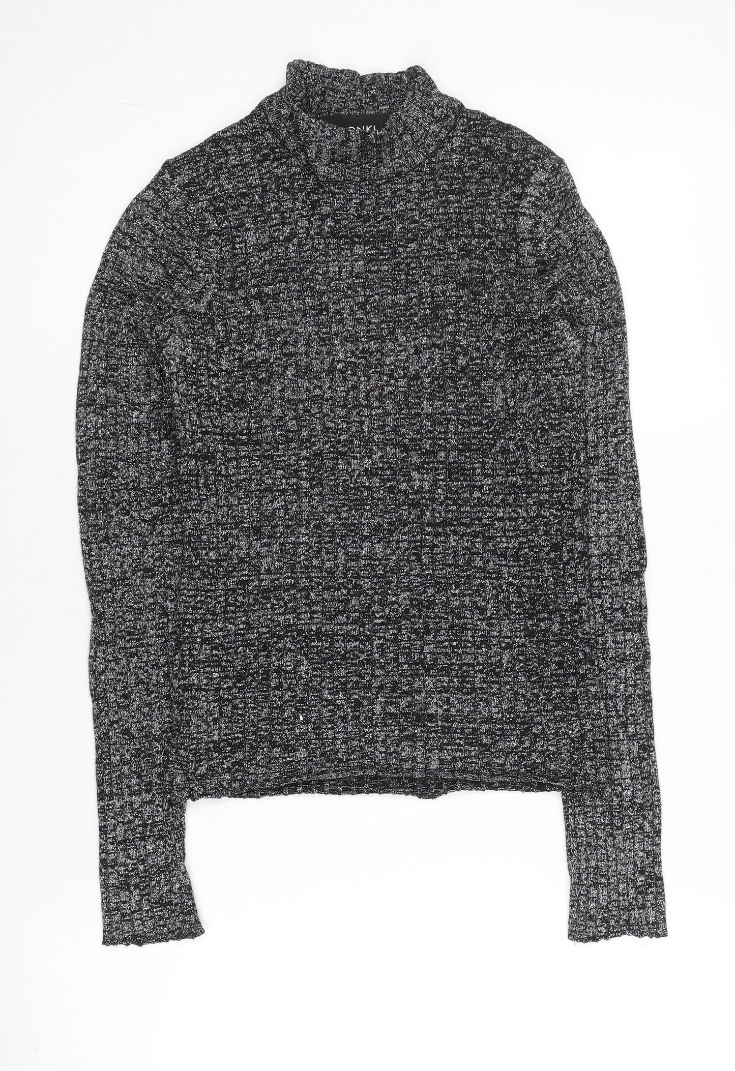 Monki Womens Grey Mock Neck Slim Fit Knit Jumper Size S