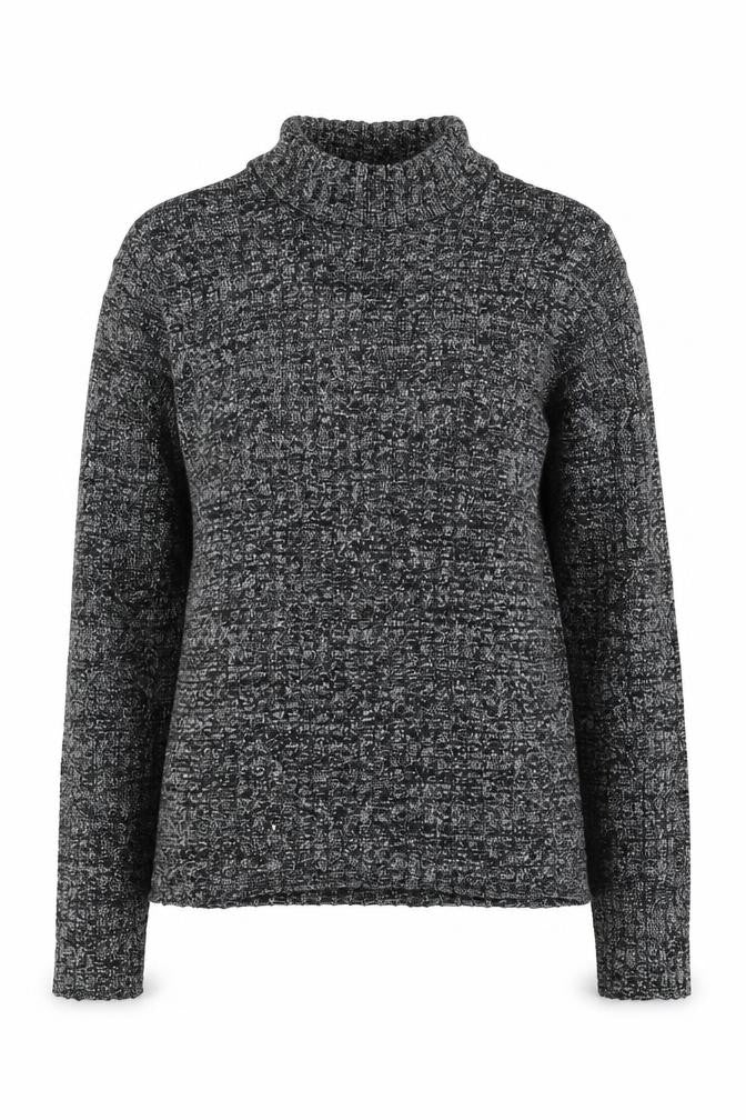 Monki Womens Grey Mock Neck Slim Fit Knit Jumper Size S