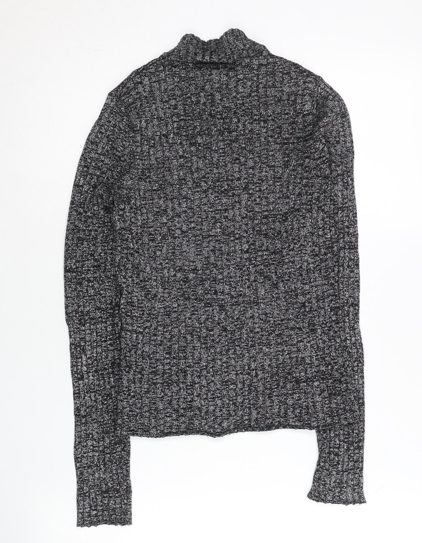 Monki Womens Grey Mock Neck Slim Fit Knit Jumper Size S